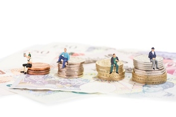 People on towers of coins