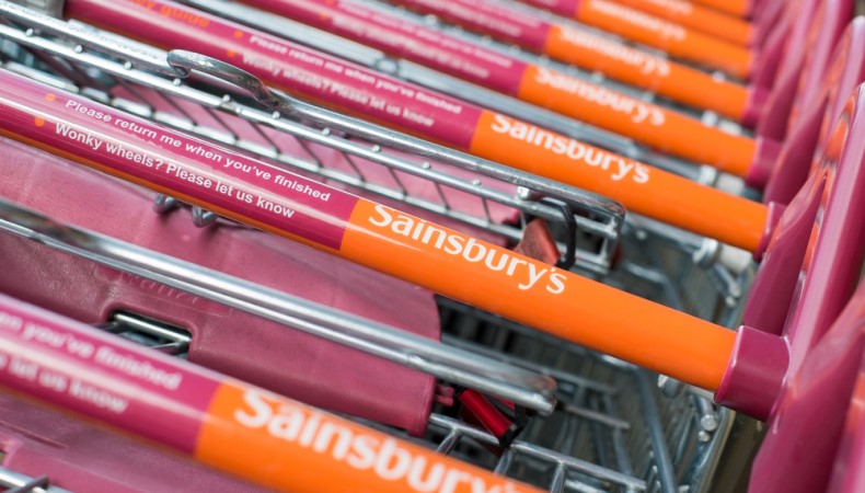 Row of Sainsbury's trolleys