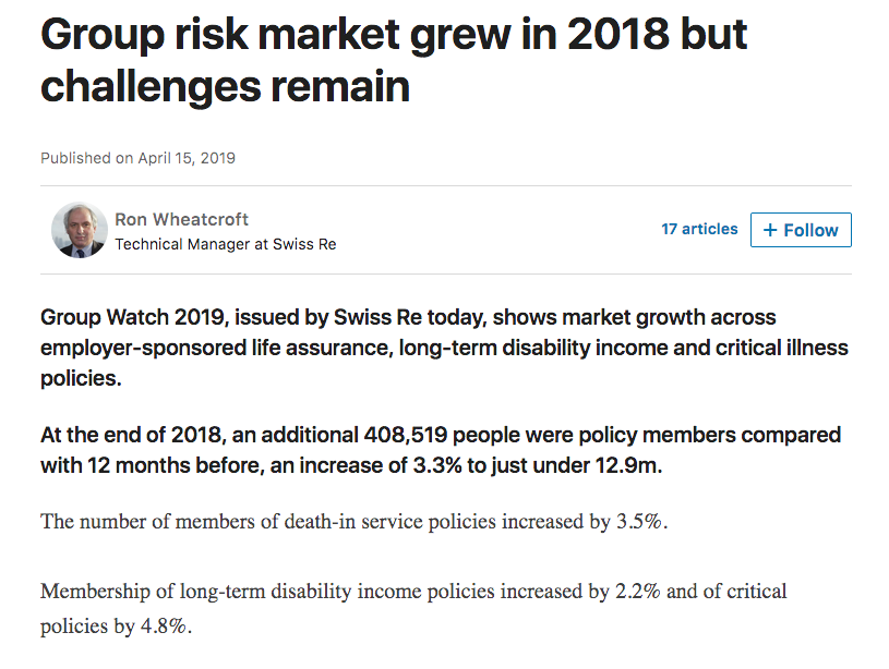 Swiss Re: Group Watch 2019 1