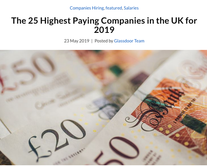 Glassdoor’s 25 highest Paying Companies in the UK 1
